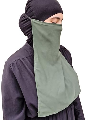Niqab Gesichtsschleier Jilbab Abaya Khimar Kopftuch Einteiler Islamischer Schal Ideal Madrassa Moschee Ramadan Eid Hochzeit Alltag, khaki, Einheitsgröße