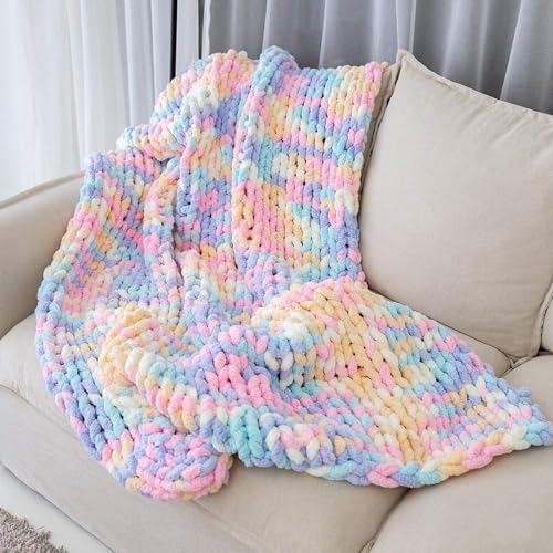DASJD Grobe Strickdecke, Handgefertigt Grob Gestrickte Kuscheldecke, Gestrickte Decke Strick für Bett Und Sofa,Color,80x100cm