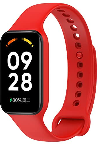 xhKJO Cinturini per Orologi per Xiaomi Smart Band 8 Active/Mi Band 8 Active Strap, Cintura Silicone Bracelet Sportivo Cinturino Strap per Xiaomi Mi Band 8 Active/Xiaomi Redmi Smart Band 2 (rosso)