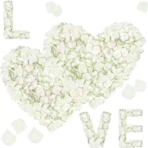 Petali di Rosa Finti, 3000 pezzi Petali di Rosa Finti, Petali di Rosa Artificiali Petali di Rosa, per Decorazioni di Matrimoni, per Feste e Compleanni Petali di Rosa Artificiali, Bianco Latte