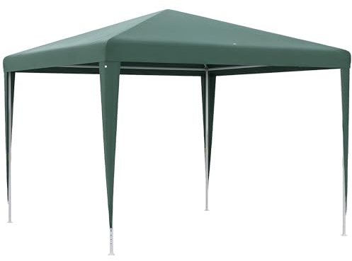 Outsunny Tonnelle amovible 3 x 3 m Pavillon de jardin avec 4 trous de drainage et cadre en acier Gazebo pour terrasse, patio, extérieur, camping Vert