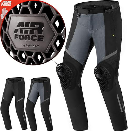 SHIMA RUSH Pantalon Moto Hombre Protectores AIRFORCE Homologado Ajustado Traje de Moto Urbano Pantalón Protección de Rodilla Ventilado Elástico Verano (Masculinos, Pantalones Ventilado, Fluo, S)