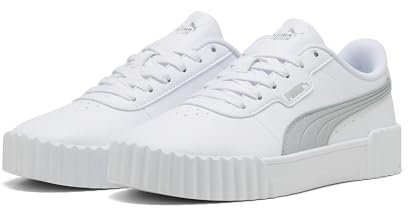 PUMA Femme Carina 3.0 Aqua Metallics Basket, White Silver, 40.5 EU
