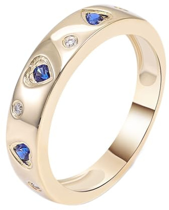 Wycian Verlobungsring Damen Klassisch, Ring Mit Stein Blau 9 Karat Gelbgold Größe 47 (15.0) Im Labor Hergestellter Saphir Rundschliff Blau Gravur
