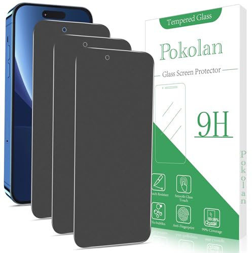 Pokolan 3 Piezas Mate Protector Pantalla Privacidad para iPhone 14 Pro Max, Cristal Vidrio Mate Templado Anti Espía, Antirrayas, Antihuellas, Anti-Reflejo, 9H Dureza
