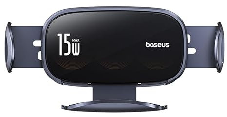 Baseus Triple-Coil 15W Wireless Car Charger for Air Vent【 Günstig 】 [ 15 W ] Elektrische Klemmung Auto Handyhalterung Glas Panel Auto Handyhalterung für iPhone 15 Pro Max, Samsung S24 Ultra usw