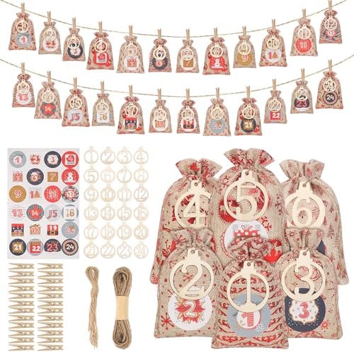 24 Geschenksäckchen 2024 Rituals Adventskalender zum Befüllen zum Selber Tüten Befüllen Kinder Stoff Selbstgemachter Adventskalender Säckchen