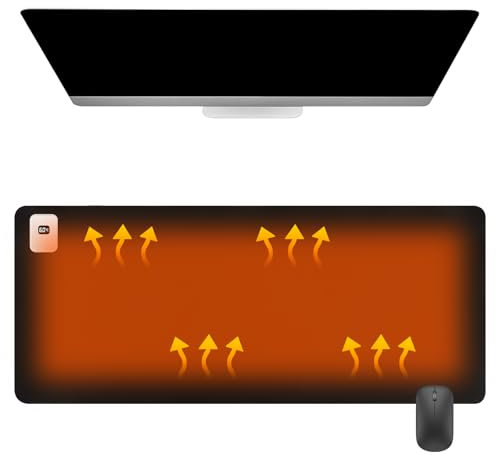 Dhqkqg Heated Mouse Pad With 7 Heat Settings & 4 Hours Automatic Shut-Off - Waterproof Electric Desk Mat for Home Office Work (80x33cm)