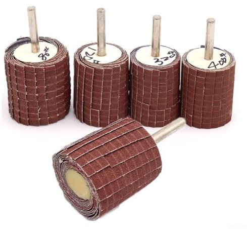 6mm Shank Mounted Flap Wheel, Polishing Grinding, Brown Color, 35mm Static Diameter (120 Grit)