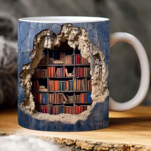 Tazza da caffè per biblioteca, idea regalo per amanti dei libri, lettori, libri, compleanno, Natale, uomini, donne, amici