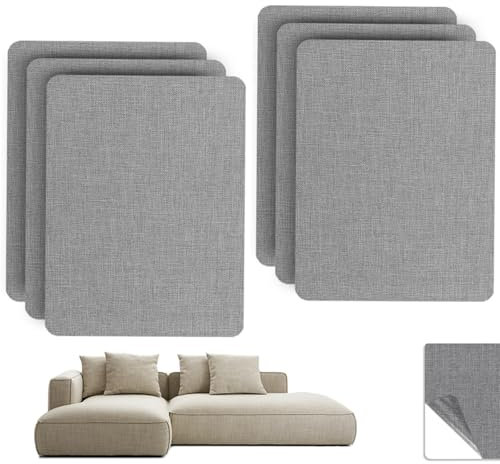 Parches Autoadhesivos de Tela, 6 Parches de Lino para Reparar Tejidos, 10 x 15,5 cm, Parches Autoadhesivos, para Sofás, Reparar Agujeros, Asientos de Coche, Cabeceros, Quemaduras, Manualidades, Gris