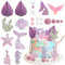 Toyhood 22Pcs Mermaid Theme Cake Topper, Mermaid Theme Birthdays Party Decorations, Ocean Theme Party, Mermaid Tail Seahorse Starfish Shell Cupcake Toppers, for Birthday Baby Shower Wedding Party