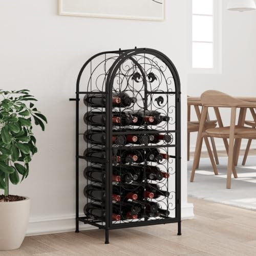 Support de cave à vin en fer forgé noir pour 33 bouteilles, étagère à bouteilles en métal pour stockage de vin, 45 x 36 x 100 cm