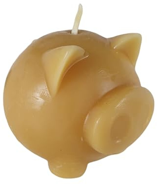 Bienenwachskerze Schweinekerze 5 cm Sparschwein Glück — handgegossene rundliche Silhouette mit Rüssel, Made in Germany