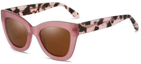 ZENOTTIC Occhiali Da Sole Polarizzati Alla Moda Per Donna: Occhiali Stile Retro Cateye - Occhiali Da Sole Progettati Per Donne Con Protezione UV400 Rosa Cristallo