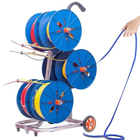 wire reel rack Cable Wire Spool Reel Holder, Rolling Wire Reel Dispenser With Handle & Wheels, Wire Pulling Tools For Wire Puller and Pipe Spools, Indoor Outdoor Use