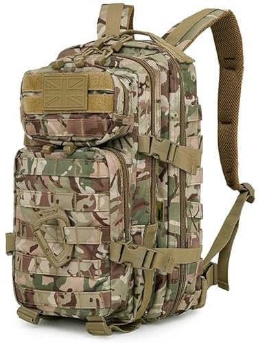 Gear Gem 28L Capacity Military Tactical Backpacks Molle Army Assault Utility Pack 3 Day Bug Out Bag Hiking Treeking Camouflage Hunting Small 3 Compartment Rucksack (BTP)