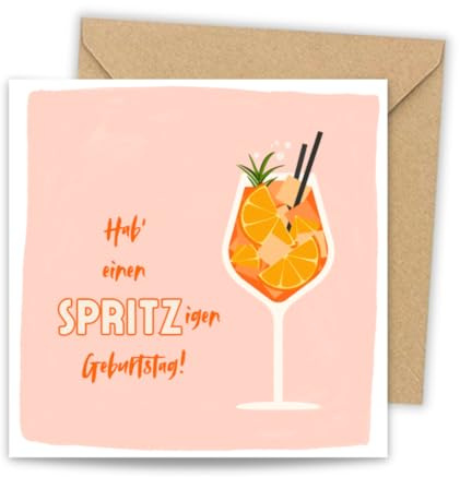 toca treasures Geburtstagskarte Aperol Spritz – lustig, modern, mit Umschlag, Made in Germany, Premium Qualität – Geburtstagsgeschenk für Frauen, Freundin, Holy Aperoli