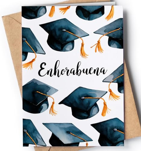 Tarjeta Felicitación Graduación - Tarjeta de Graduacion Primaria, Secundaria, Bachillerato, Universidad, Master, Doctorado - Tarjeta Oposiciones - Regalo para Graduación - Greeting Enhorabuena EU 47