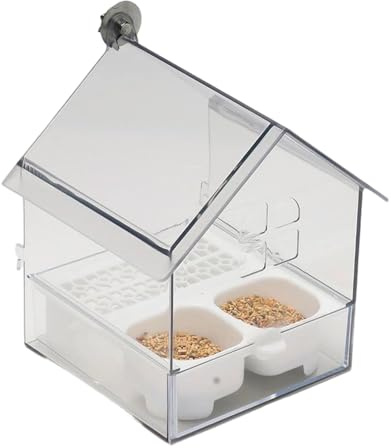kdkskss para Pájaros Transparente,Plato De Alimentos para Aves - Plato De Alimento Y Bañera Transparente para Observación En Balcón Terraza Jardín Exterior para Aves