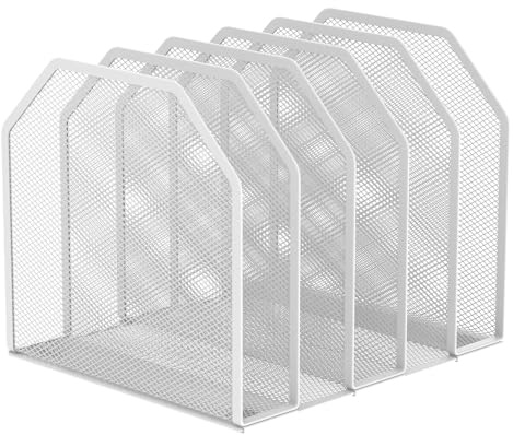 ATopoler 5 Compartment Mesh Metal A4 File Holder Desktop Organiser | Sturdy metal mesh storage rack, multi-scene for office home classroom, space-saving desktop sorter