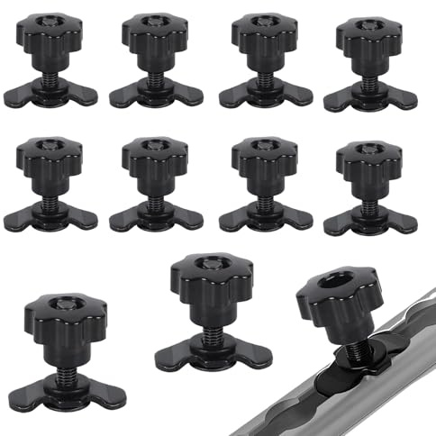 10 Stück Schraubfitting Airlineschien, M8x40 Airlineschiene Fitting Verzinkt Airlineverschraubung 500daN Single Endbeschlag mit Sterngriffschraube Airlineschiene Zubehör für Lastwagen, Wohnmobile