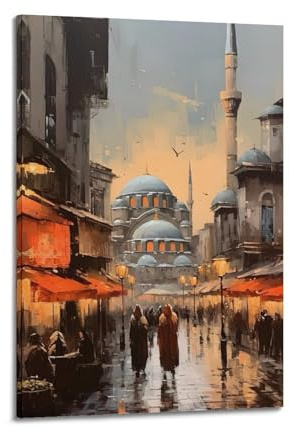 XYSXYCP Wandkunstdruck, Landschaftsposter, Ölgemälde, Istanbul, moderne Familie, für Wohnzimmer, Dekoration, 30 x 45 cm
