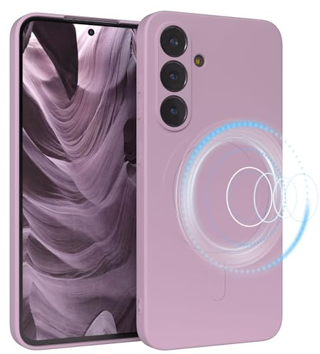 EAZY CASE - Silikonhülle magnetisch für Galaxy S25 FE Hülle Silikon Violett weich stoßfeste Magnet Handyhülle Schutzhülle mit Kameraschutz Dünn Schutz Cover TPU Bumper in Pastell Flieder
