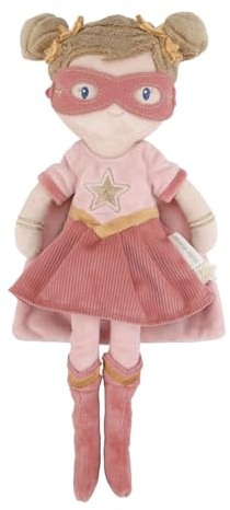 Little Dutch Weiche Stoffpuppe Kuschelpuppe - Superheldin Rosa - 35 cm groß - für Mädchen ab 12 Monate