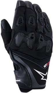 Alpinestars SP-R Pro Gloves - Guantes de carreras de motocicleta para hombre, cuero de cabra de grano completo, SP-R TPU nudillos - M, negro