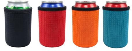 4pcs Beer Cooler Sleeve,Drinks Bottle Insulator Can Cooler Neoprene Sleeves,Non-Slip Portable 12oz Insulated Beer Bottle Holder,Drink Cup Cans Chiller Covers,for Soda Beverage Coffee Cooling Protector