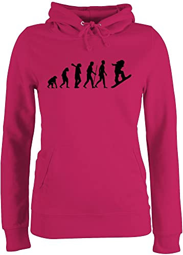 Pullover Damen Hoodie Frauen - Entwicklung und Outfit - Eisläuferin Evolution - M - Fuchsia - Skifahren Eiskunstlauf Pulli Wintersport