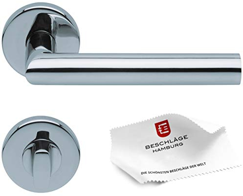 scoop Beschläge Hamburg: Türgriff Türbeschlag Amsterdam SBL 1106 — Türklinken mit WC Rosetten für Bad und Toilette — Drückergarnitur/Türdrücker für Innentüren, rund, Edelstahl poliert