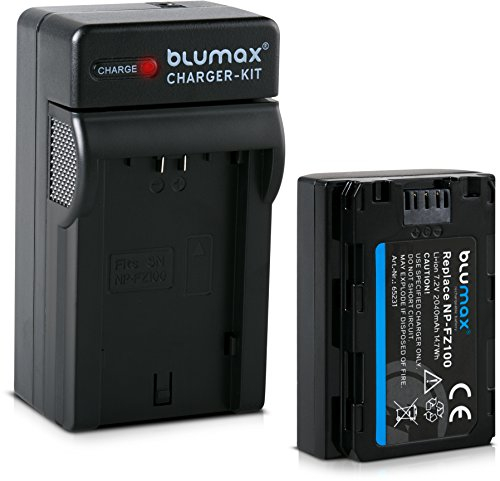 Blumax 2 Pack Sony NP-FZ100-2040mAh Ersatzakku + Ladegerät für Sony FX30-7 IV 7c 7RIV 7RV 7RIII ZV-E1