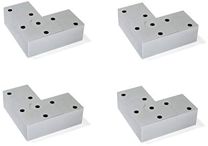 Emuca 2022925 Möbelbeine, Möbelfüße aus Metallic Kunststoff, Set aus 4 Füßen höhe 24mm, Metalic-Grau
