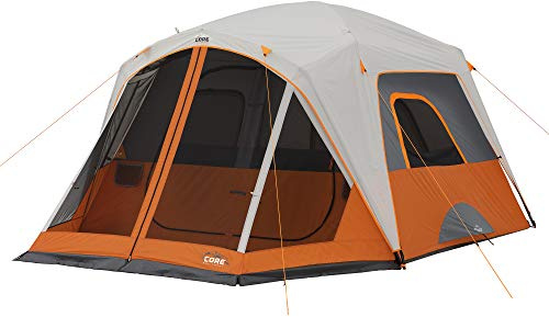 CORE 6 Person Cabin Tent with Screen Room | Portable Family Tent with Carry Bag for Outdoor Car Camping | Included Gear Loft for Camping Accessories