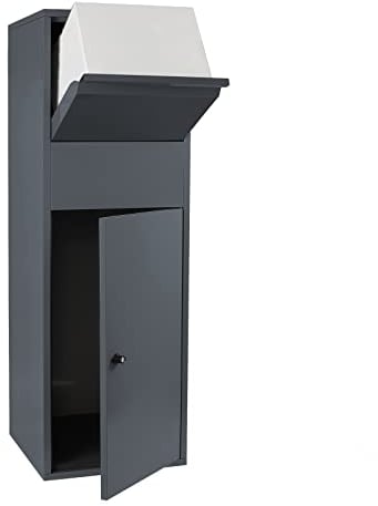 Wiltec Boîte à Colis verrouillable Gris Anthracite 460 x 450 x 1400 mm, Boîte aux Lettres sur Pied, pour Colis Taille S et L, Usage Domestique courrier
