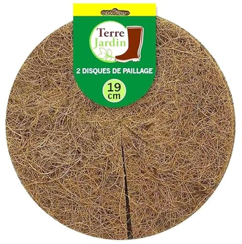 TERRE JARDIN - Juego de 2 Discos de Coco, Fibra Natural, Color marrón