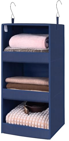 GRANNY SAYS Hängeschrank-Organizer mit 3 Regalböden, zusammenklappbare Schrank-Hängeregale, Kinderzimmer-Hänge-Organizer, Marineblau, 74 cm H x 30,5 cm B x 30,5 cm T, 1 Stück