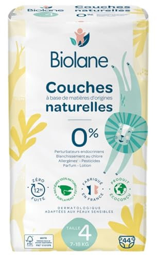 Biolane Windeln, natürliche Windeln, 44 Windeln, Größe 4 (7-18 kg)