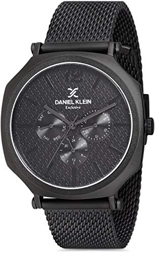 Daniel Klein Exklusive Herren-Armbanduhr DK.1.12516 5, Metalllegierung, Netzband, Schwarz, Schwarz, Armband