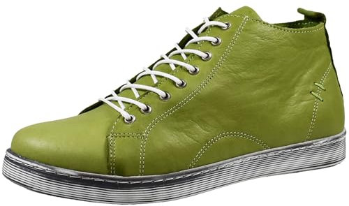 Andrea Conti Damen Stiefelette Leder High Top Sneaker Reißverschluss 0348734, Größe:38 EU, Farbe:Grün