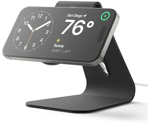 elago MS4 Ladestation Kompatibel mit MagSafe, Aluminium Ständer Kompatibel mit iPhone 17/16/15/14/13/12 Serie, Designed für Standby-Modus (ios 17) [Ladegerät Nicht enthalten] (Schwarz)