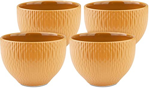 MELOX - 4er Set Cappuccino-Tassen Porzellan Gelb - 4 x 200ml Tassen für Kaffee, Cappuccino & Macchiato - Kaffee-Becher dickwandig ohne Henkel - Kaffeetassen Coffee Cups modernen Design