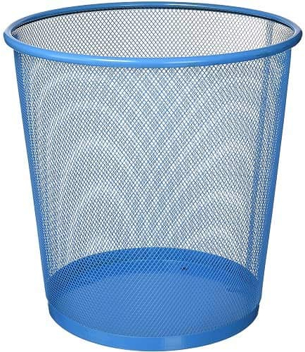 CABLEPELADO Papelera Malla Metalica, Cesto basura redondo metálico, Papelera Reciclaje, Cubo de Basura, Papelera Escritorio, Papelera Baño, 27 cm alto x 23.5 cm diámetro, 12 Litros (Azul)