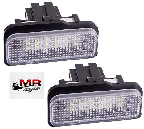 MR-Style Set mit Aufkleber und LED Kennzeichenbeleuchtung, Beleuchtung für Nummernschild kompatibel mit C-Klasse S203, E-Klasse S211 / W211 Limousine