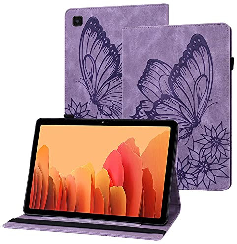 Rostsant Etui Galaxy Tab A7 2022/2020 Housse en Cuir PU Papillon en Relief Portefeuille Coque de Protection Tablette pour Samsung Galaxy Tab A7 10.4 Pouces SM-T500/T503/T505/T509 - Violet