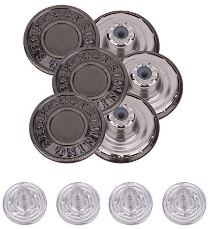 WedDecor Jeans Buttons Brass Tack Fasteners, Hammer on Aluminium Back Pin for Clothing Repair Denim Jackets, Pants, Skirts, Leatherwear, Gunmetal, 20mm, 10pcs