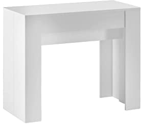 Skraut Home - Konsolentisch ausziehbar bis 237 cm - 5 Verschiedene Positionen - Maße geschlossen: 78 x 90 x 50 cm - Weiß - Ideal für Ihren Esszimmer oder Büro