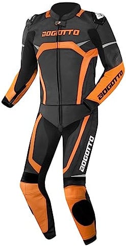 Bogotto Misano 2-Teiler Motorrad Lederkombi, schwarz/orange, 54